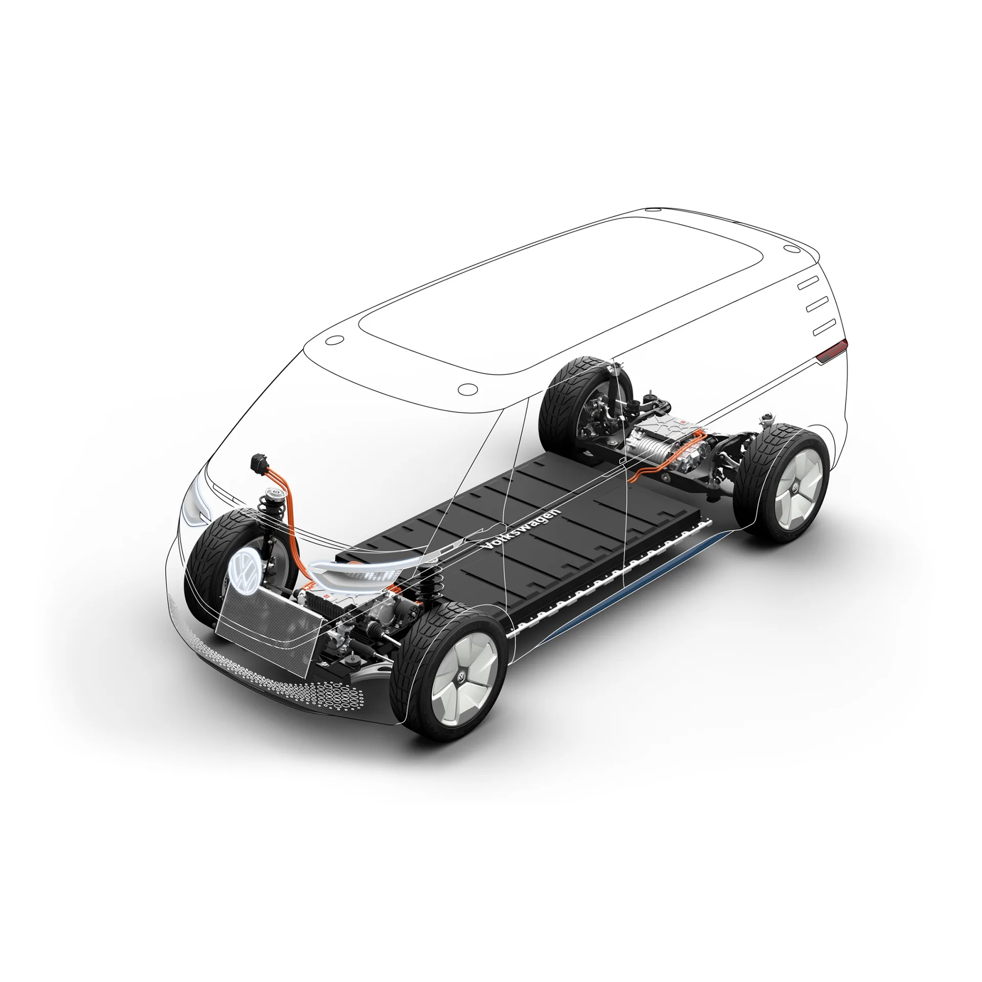 Visualisierung eines Volkswagen Fahrzeugantriebs im transparenten Fahrzeugmodell – Ansicht 5