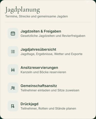 Jagdplanung in Waidruf mit Ansitzreservierungen und gemeinschaftlichen Jagden