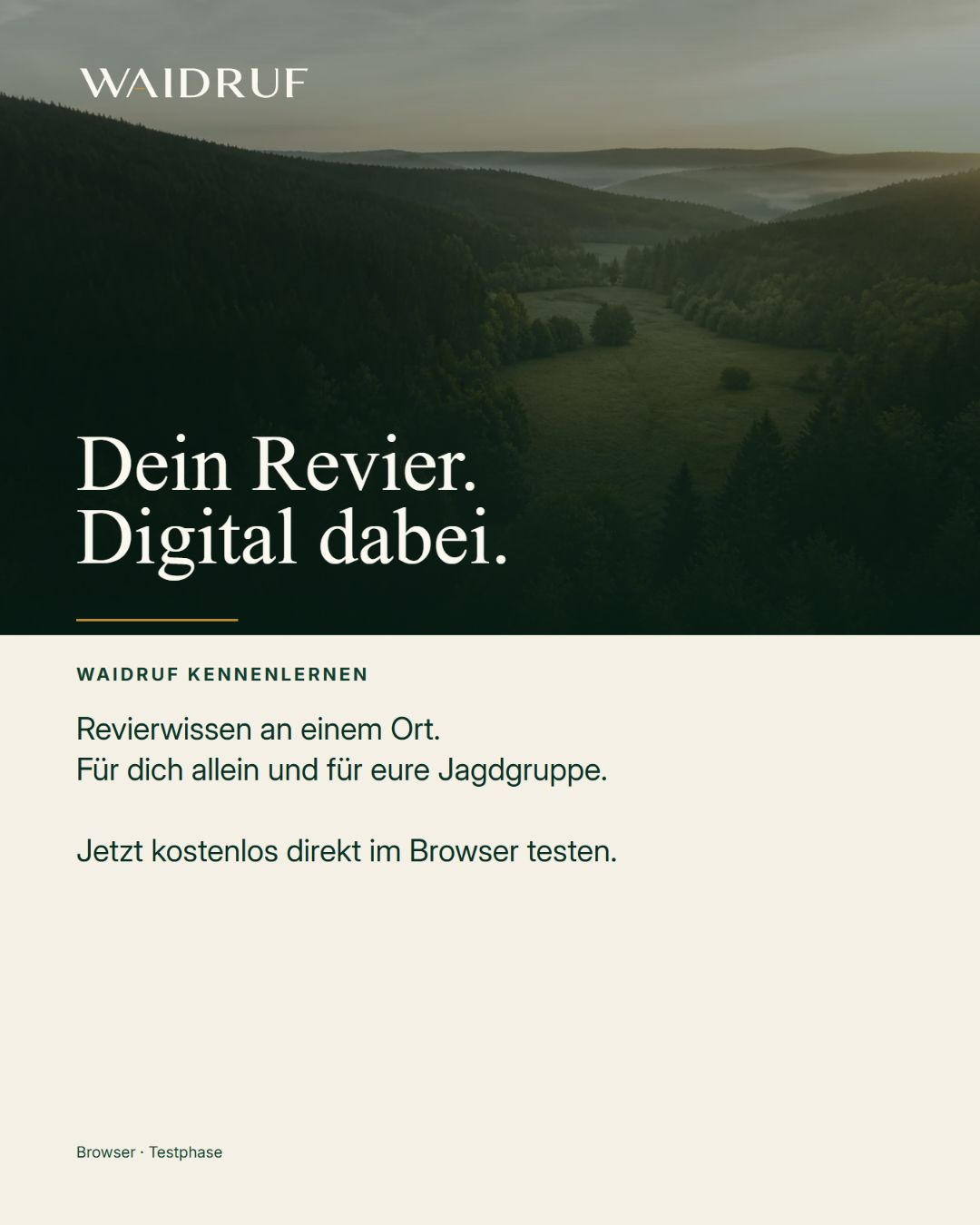 Waidruf-Kommunikationsmotiv zur Vorstellung des Produkts